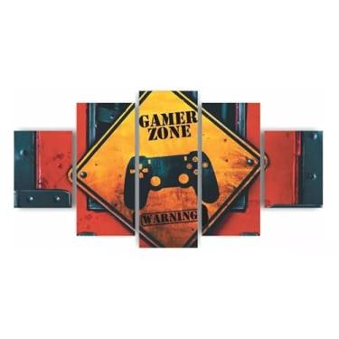 Imagem de Kit quadro decorativo 5 peças 95x60cm Painel Gamer Jogador Nerd