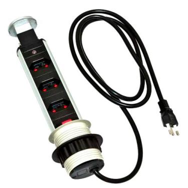 Imagem de Torre de Tomada Multiplug 3 Tomadas Bivolt - NKF, Bivolt, Cinza