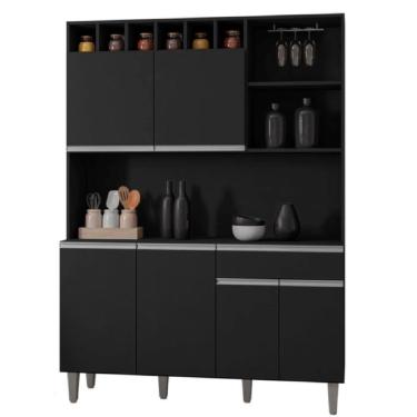 Imagem de Armário Cozinha Completo Robin Preto 6 Portas