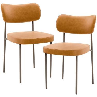 Imagem de Kit 02 Cadeiras Para Sala De Jantar Melina Base Arena L02 Couríssimo Whisky - Lyam Decor