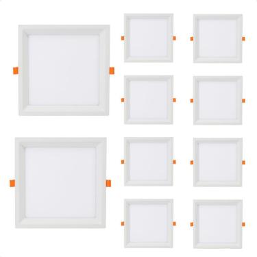 Imagem de Kit 10 Painel De Led Quadrado Embutir Recuado 6w Bivolt Taschibra 3000k Quente