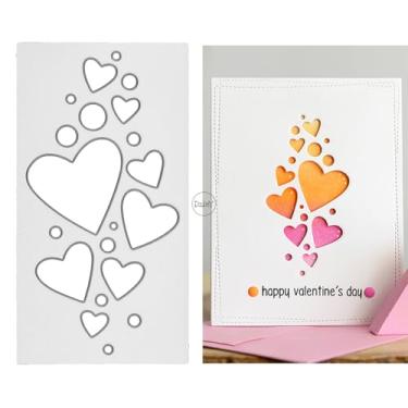 Imagem de DzIxY Conjunto de moldes de corte de metal com círculo de coração vazado para fazer cartões, conjunto de recortes de papel, estêncil, suprimentos, modelos de máquina