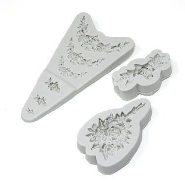 Imagem de yueton 3 peças de guirlanda de rosas buquê de flores moldes de fondant molde de silicone para doces chocolate pasta de goma decoração de bolo de casamento