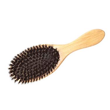 Imagem de Andoer Escova de cabelo com cabo de bambu natural Escova de cerdas de javali Anti-estático para cabelo couro cabeludo pá Escova de cabelo Gasbag massagem pente ferramenta de cuidado de cabelo