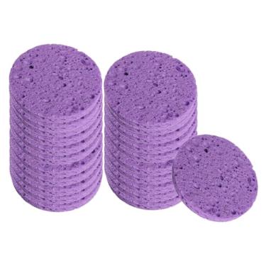 Imagem de ChuYiElegance Esponjas faciais, esponja de limpeza facial, itens essenciais para cuidados com a pele em viagens, discos de limpeza facial profissionais, Roxo 20 Peças