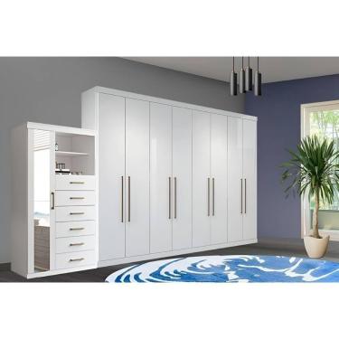 Imagem de Guarda Roupa 2 Peças (1guardaroupa+1cômoda) Qc137 Branco - Santos Andirá