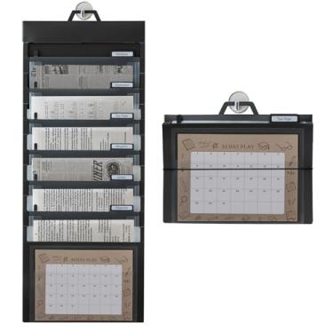 Imagem de Pasta de arquivo sanfonada de parede expansível, bolsa de arquivo A4 com 6 bolsos transparentes, organizador de armazenamento de arquivos portátil e dobrável com 6 pastas para salas de aula