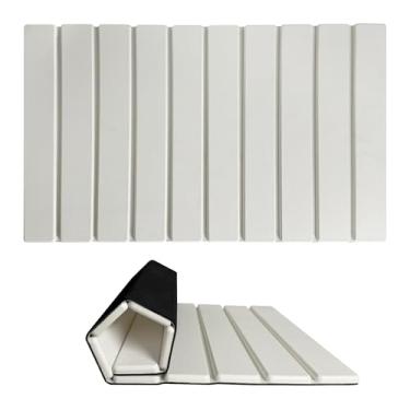 Imagem de ZumenDa Tapete de banho de pedra dobrável, tapete de chuveiro de terra diatomácea de secagem rápida com suporte de borracha antiderrapante, 60 x 39 cm, tapete de pedra super absorvente para piso de