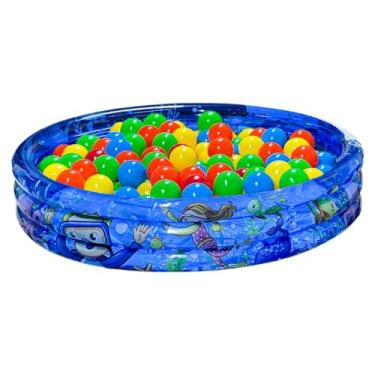 Imagem de Pensou Comprou Piscina De Bolinhas Inflável Infantil 180 Litros, 100 Bolinhas Coloridas, PVC Resistente, Atóxica, Segura, Interno, Externo, Quintal, Praia