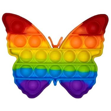 Imagem de Pop it Fidget Brinquedo Sensorial Com Bolhas de Pressão, Formato de BORBOLETA Arco-Íris, Brinquedo de Descompressão de Silicone, Ótimo Presente para Alívio de Estresse, para Crianças e Adultos