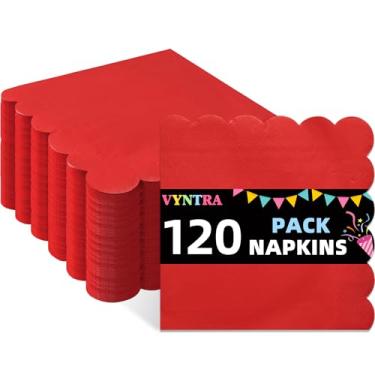 Imagem de Vyntra Guardanapos de papel descartáveis, 120 unidades | Guardanapos macios e absorventes de jantar e coquetel para o Natal, Dia dos Namorados, aniversários, churrascos, portas traseiras, catering