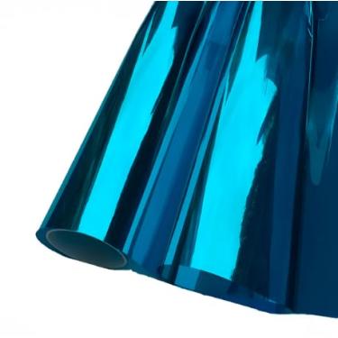 Imagem de Película Insulfilm Azul Metálico Espelhado 60cm x 3m – Proteção Solar, Privacidade, Bloqueio UV/IV e Redução de Calor para Janelas e Vidros