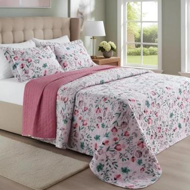 Imagem de Colcha Casal Super King Cama Box Nyla Kit Cobre Leito 200Fio - Jm Enxo