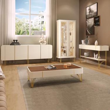 Imagem de Conjunto 1 Cristaleira 1 Buffet 1 Mesa de Centro e 1 Aparador Texas/Virginia/Rennes Off White/Castanho G26 - Gran Belo
