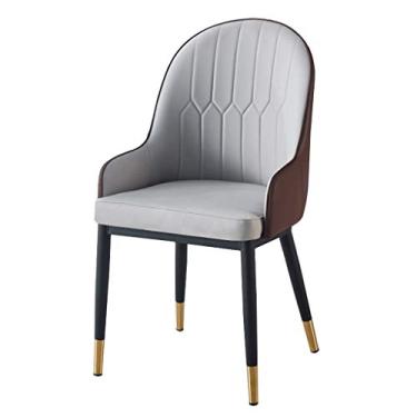 Imagem de Cadeira de jantar, cozinha, sala de jantar, móveis, cadeiras de jantar, cadeiras de couro PU com pernas de metal preto com apoios de braços e encosto para sala de estar, quarto, cozinha, sala de