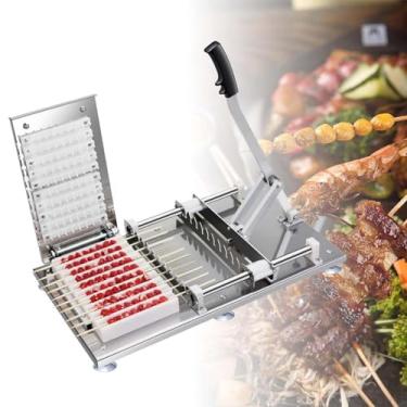 Imagem de JYXYXSCP Máquina multifuncional de espeto de carne para churrasco, caixa de espeto de carne portátil rápida, máquina de fazer espeto de churrasco de aço inoxidável para restaurante