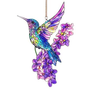 Imagem de Apanhadores de sol de flores silvestres e pássaros - Decoração de janela de acrílico | Ornamento de acrílico para criação de arco-íris para ramos de pátio, jardim, varanda e grades