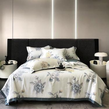 Imagem de Cobertor de luxo de verão, mantas de cama de verão, edredom leve, edredom de algodão, colcha de verão, colcha fina gelada, estampa floral, para todas as estações, 020,200 × 230 cm