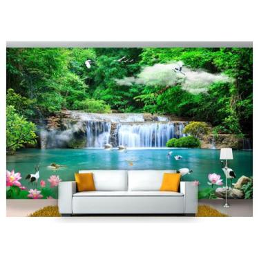 Imagem de Papel De Parede Cachoeiras Animais Pássaros 3D 7,50M² Xch08 - Você Dec