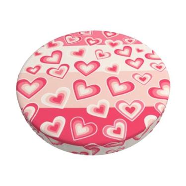 Imagem de Yakelo Capa de banco de bar redonda corações rosa amor com almofada de banco de bar elástica macia 30,5 cm