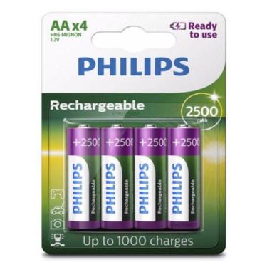 Imagem de Pilha Recarregável Philips AA C/4 2500 mAh