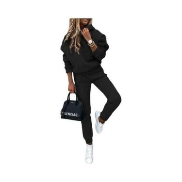 Imagem de Conjunto De Moletom Feminino Oversized De Inverno Em Duas Peças, Hoodi