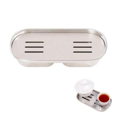 Imagem de NentMent Xícaras de café expresso, bandeja de gotejamento, xícara de chá, pires, pequena bandeja de vidro, bandeja de servir para bancada de café, para conjunto de chá de Kung Fu de cerâmica chinesa