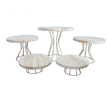 Imagem de Kit 5 Boleiras para Festas e Aniversários ideal para decorações temáticas visual harmonioso e integração elegante com celebrações(ROSE GOLD)