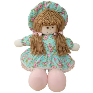 Imagem de Boneca De Pano Retro 37cm Vestido Floral Ou Liso Nilobaby (Clarinha Verde Cecilia)