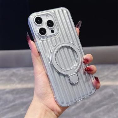 Imagem de Capa fina com revestimento ondulado e suporte magnético giratório para iPhone 17 Air 16 15 14 Plus 13 12 11 Pro Max, A1, para iPhone 16E