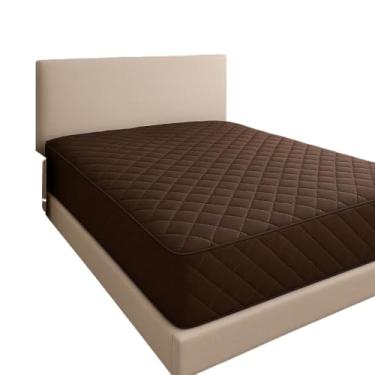 Imagem de Capa de Colchão Impermeável Matelada – Fácil de Lavar, Com Elástico Solteiro, Casal, Queen e King(CAPA MARROM,CASAL)