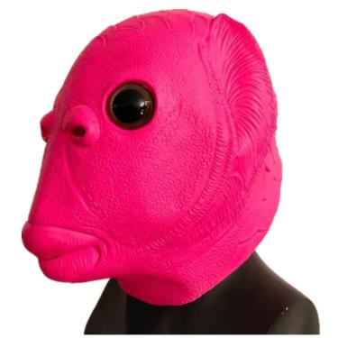Imagem de Máscara facial completa de látex Cosplay Pink Fish Monster
