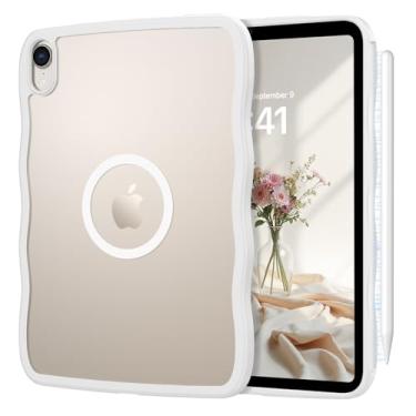 Imagem de Telaso Capa magnética para iPad mini 7 A17 Pro 2024/iPad Mini 6 2021 8,3 polegadas iPad mini 7ª/6ª geração, capa magnética com design de moldura de onda translúcida fosca traseira macia para iPad mini