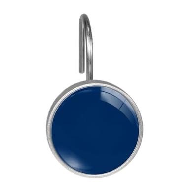 Imagem de Conjunto de 12 ganchos decorativos de metal à prova de ferrugem para cortinas, varões, anéis de cortina de chuveiro azuis para banheiro, sala de estar, quarto