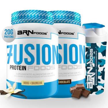 Imagem de KIT 2x Whey Fusion 900g + Coqueteleira - BRN Foods, BAUNILHA + CHOCOLA