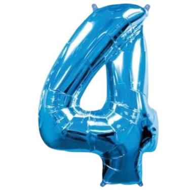 Imagem de Balao metalizado 75cm azul numero 4 - Warna