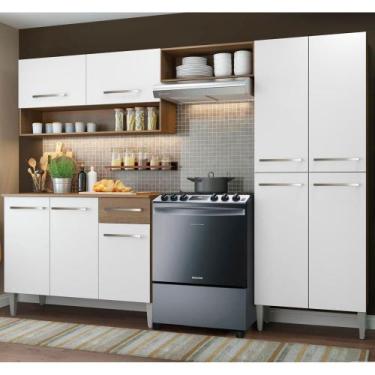 Imagem de Cozinha Compacta Madesa Emilly Pop Com Armário e Balcão, Branco/Rustic