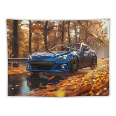Imagem de HouLaiZhe Tapeçaria de carro Jdm carro brz esportes folhas caídas pendurar na parede quarto decoração de casa tapeçarias estética piquenique decoração de parede arte de parede para dormitório sala de
