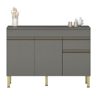 Imagem de Balcão Para Cozinha com Tampo e com 3 Portas Chester Gris