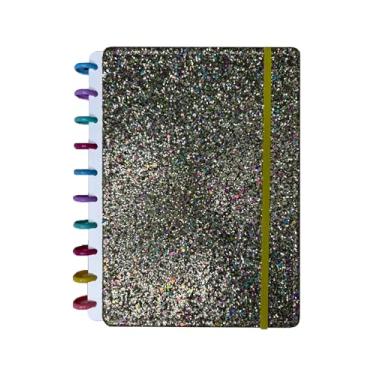 Imagem de Caderno de Disco Capa Glitter, com elástico, 18,5cmx25,5cm - 80 páginas (Dourado)