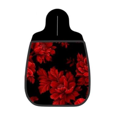 Imagem de Lixeira De Carro Organizador Lixinhocar Arte Flor Peônia Vermelho Fundo Preto