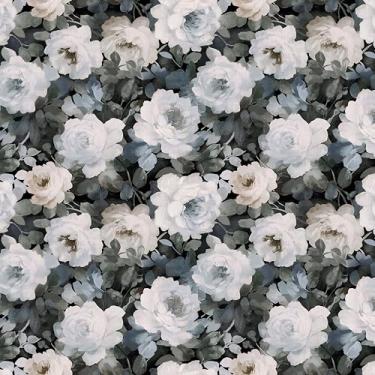 Imagem de Guvana Papel de parede floral, papel de parede autoadesivo clássico, papel de parede autoadesivo para quarto, armários e gavetas de banheiro à prova d'água 17,3" × 78,17,8 cm