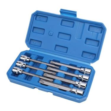 Imagem de aqxreight Conjunto de Soquete de Broca Em Estrela Extra Longo de 7 Unidades de 3/8 de Polegada T25 a T60 110 Mm de Comprimento de Alta Dureza para Reparo Automotivo para Transportar o Soquete da
