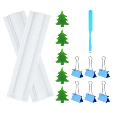 Imagem de FINGERINSPIRE Conjunto de tubos de silicone para árvore de Natal de 27 x 6 cm, tubo de silicone com 6 peças de clipe de metal e uma vela raspadora, molde de resina e sabão para artesanato artesanal