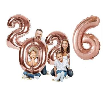 Imagem de Balão 2026 Decoração Ano Novo Dourado Prata Rose Reveillon - Festas & 