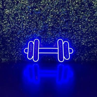 Imagem de Placa Luminária Painel Neon Led - Peso Academia 20x40cm A Escolher (Azul)