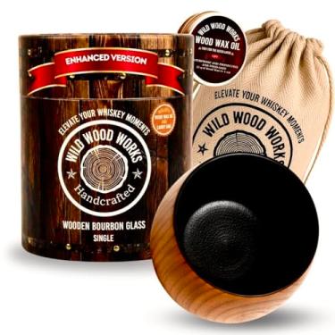 Imagem de Copo Bourbon de madeira carbonizada | Vidro carbonizado à moda antiga | Presentes de bourbon para homens, pai ou irmão | Presente para pai ou namorado no dia dos pais, aniversário, Natal, Ação de