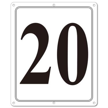 Imagem de i-CowFun Placa numerada de metal premium ao ar livre, refletiva 30,5 x 25,4 cm placas numeradas de alumínio grande 20 para estacionamento, quadra de tênis, campo, armazém, corredor, edifício, doca