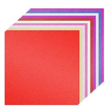 Imagem de PATIKIL 40 folhas de papel cartolina multicolorido com glitter, 30,5 x 30,5 cm, 250 g/m², papel quadrado brilhante, para artesanato, cartões, projetos de arte faça-você-mesmo, festas de casamento