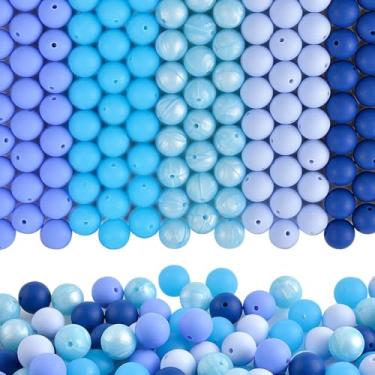 Imagem de ZIFTY 150 contas de silicone para kit de fabricação de chaveiros, contas focais de silicone redondas soltas de 15 mm para canetas, kit de fabricação de pulseira de colar, joias, arte, artesanato, faça